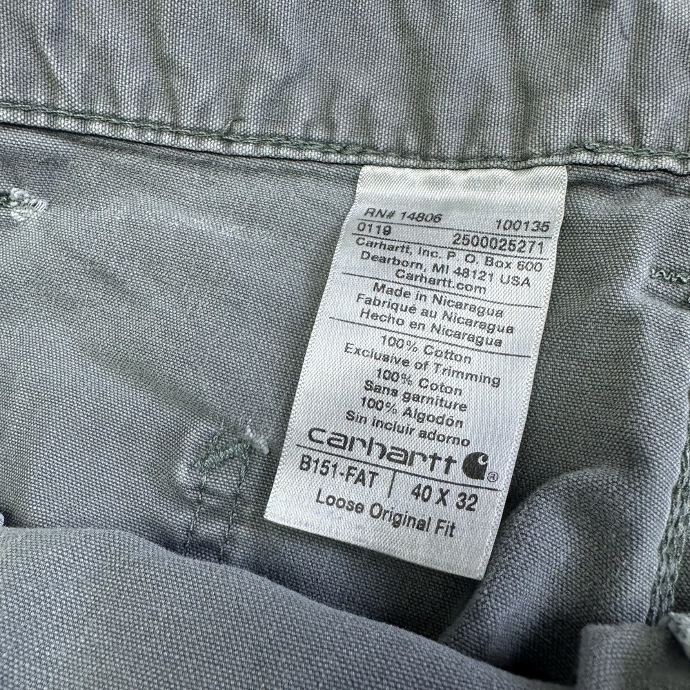 Carhartt Canvas Work Cargo Pants Mens Grey 40x30 B151-FAT Utility - Picture 11 of 12
